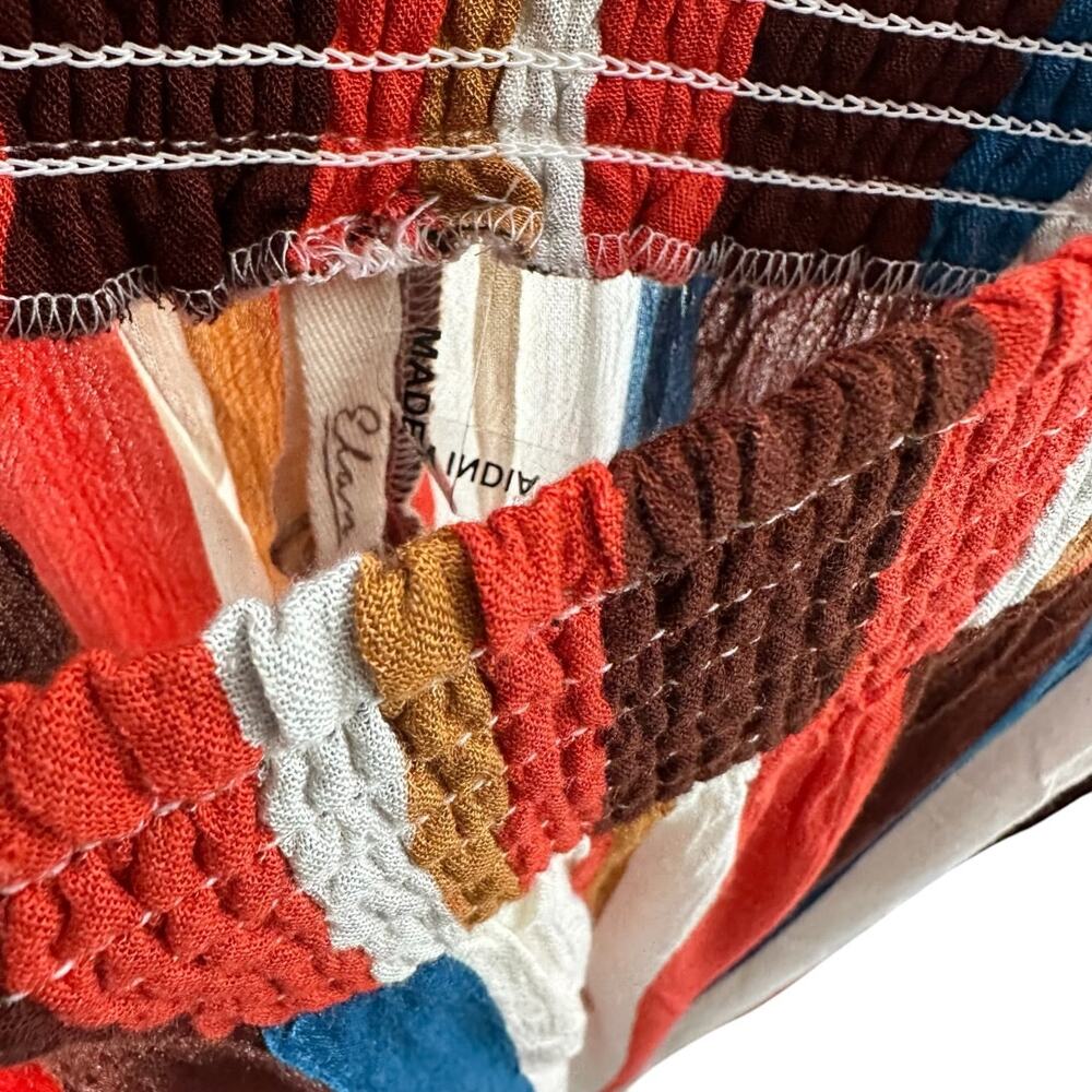 Elan Orange White Blue Brown bronze Striped Pants Large - Picture 4 of 6